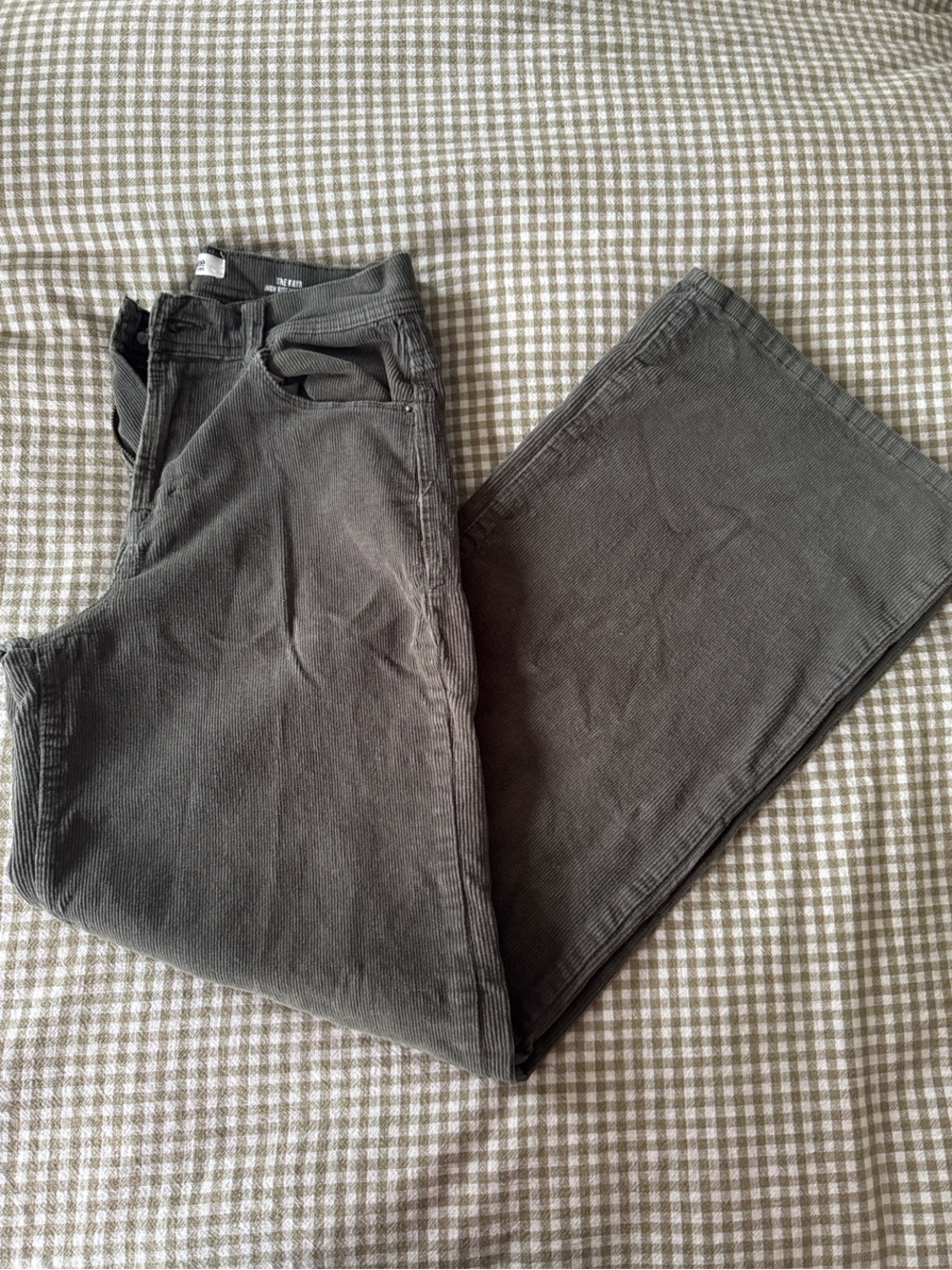 Kensie Olive Corduroy Wide Leg Jeans